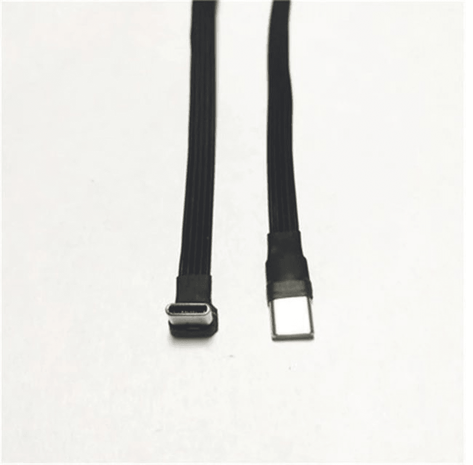 USB-C to USB-C Right Angle Up Flat Silicone Charging Cable 1.5m