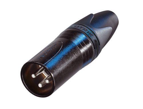 MALE 3-PIN LINE CONNECTOR BLACK/SILVER PINS