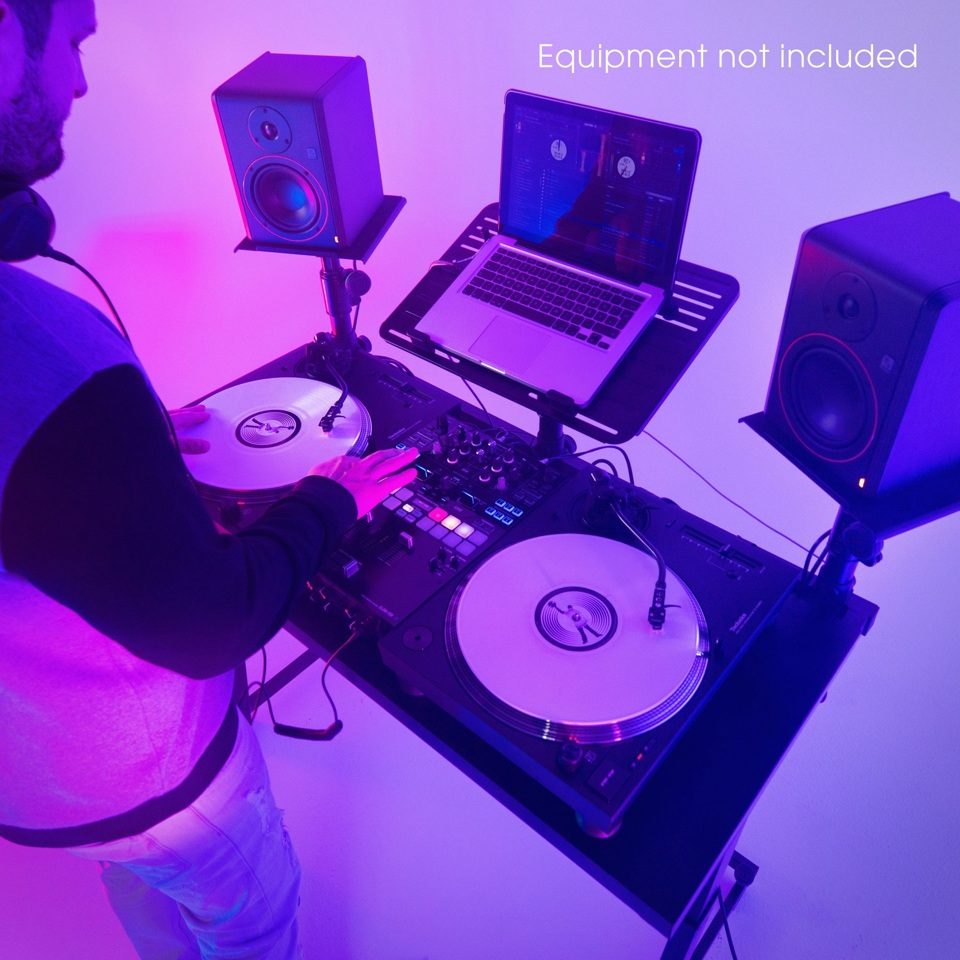 DJ Desk with Adjustable Loudspeaker and Laptop Trays - Tonezone