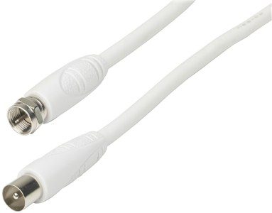 F Plug to TV Coaxial Plug Cable White - 1.5m