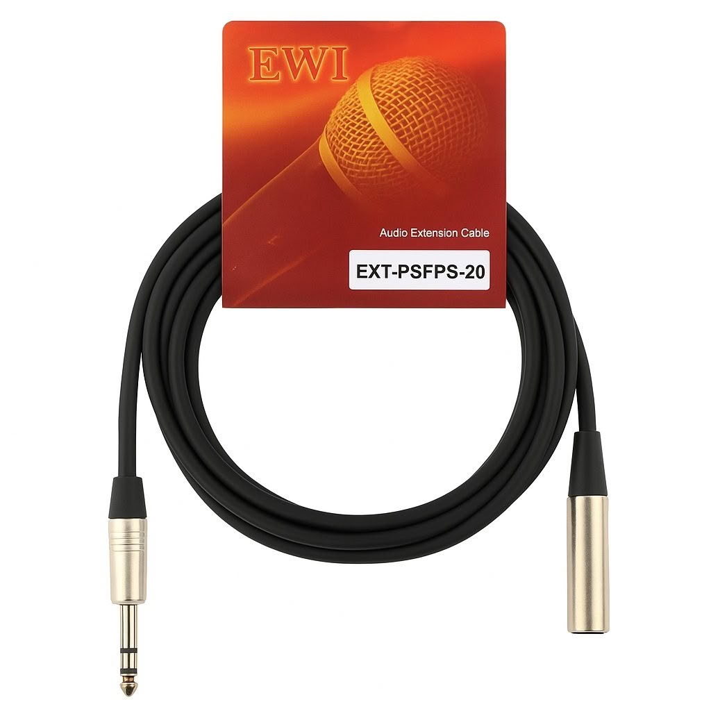EWI EXT-PSFPS-20 – 1/4" TRS Jack to 1/4" TRS Socket Extension Cable (20 ft / 6 m)